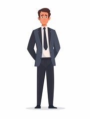 Obraz premium CEO Executive male wearing CEO executive uniform, Full body character, vector illustration, Clip art, management, isolated on white background