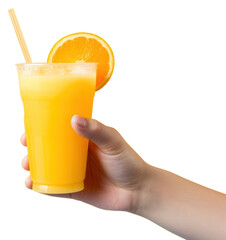 PNG Hand holding orange juice drink fruit food.