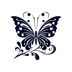 vector butterfly black silhouette icon design illustration template