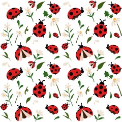 Lady Bugs Seamless Pattern extended