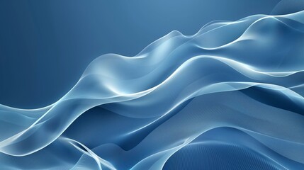 Fototapeta premium Abstract blue background with waves and lines, vector illustration.