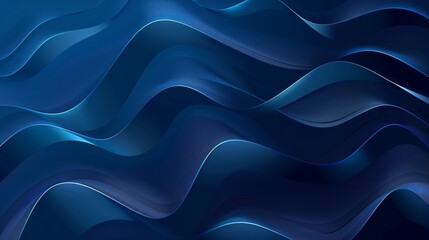 Obraz premium Abstract blue background with waves and lines, vector illustration.