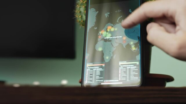 Exploring the real-time cyber attacks world map on smartphone screen
