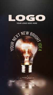 Bright Idea Logo Opener. Vertical Stories Opener for Social Media.