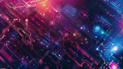 Obraz premium Graphic design background of tech scene