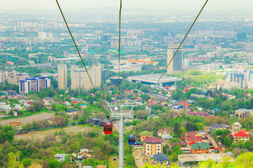 Gondola lift to Mount Kok Tobe from the center of Almaty.