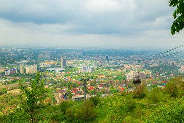 Gondola lift to Mount Kok Tobe from the center of Almaty.
