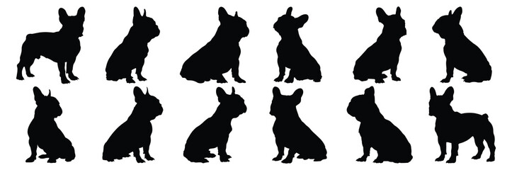 Bulldog silhouette set vector design big pack of illustration and icon