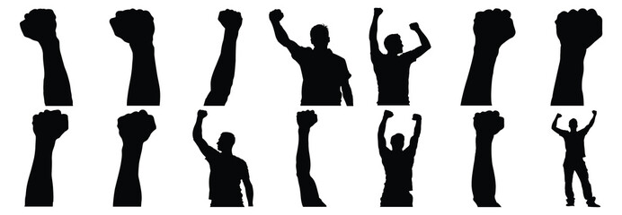 Fist silhouette set vector design big pack of illustration and icon