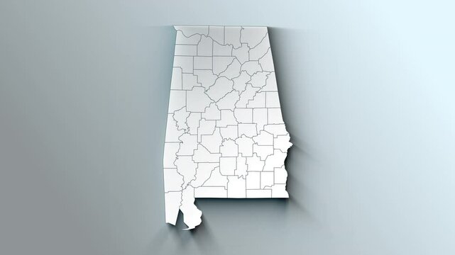 Modern Dynamic White Map of Alabama with Counties