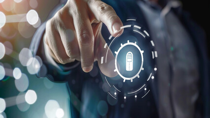 Businessman use laptop with advertising on website,Digital marketing concept,Advertising, Digital marketing commerce online sale concept, online purchase, online sale abs concept, generative ai