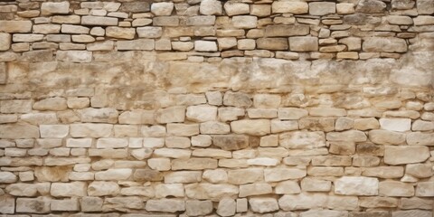 Fototapeta premium Rustic Stone Wall Texture,beige stone wall texture for an old castle or house background. Web banner with empty space
