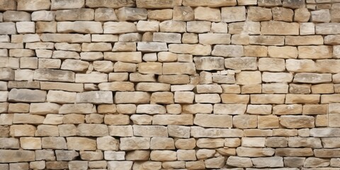 Fototapeta premium Rustic Stone Wall Texture,beige stone wall texture for an old castle or house background. Web banner with empty space