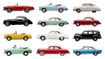 Classic car png element set, transparent background