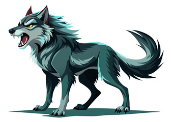 wolf-full-body-with-roaring vector illustration 