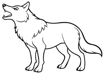 wolf-roaring-line art vector