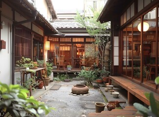 Courtyard of a traditional Japanese house