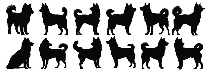 Dog silhouettes set, pack of vector silhouette design, isolated background