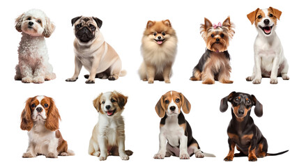 Obraz premium PNG cute sitting puppy element set, transparent background