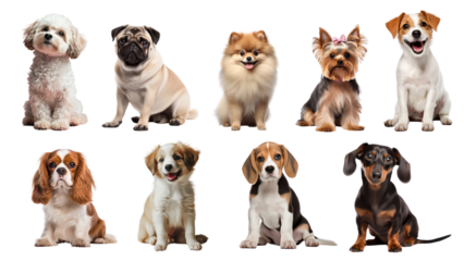 PNG cute sitting puppy element set, transparent background