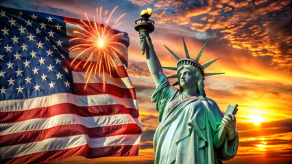 Obraz premium Fireworks fourth of July independence day explosion