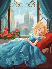 Sleeping beauty, illustration for a fairy tale