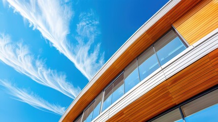 Obraz premium Modern Architecture with Blue Sky and White Clouds