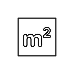 m2 area unit logo sign vector outline