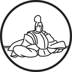 線画円形シンプル百人一首　藤原実方朝臣