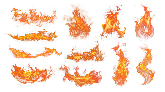 Fire flame effect png cut out set