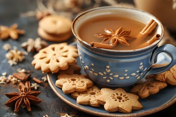 Fototapeta premium A cup of tea with anise and cinnamon