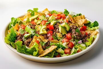 Mouthwatering Taco Salad Lunch Box Bowl with Layers of Lettuce and Crunchy Chips