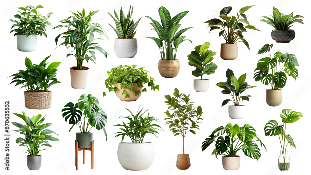 Wall mural Indoor plant png element set, transparent background