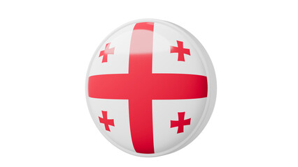 Obraz premium Georgia, georgian Circle flag icon . Transparent backgound. 3d rendered with alpha channel. Round shape. 