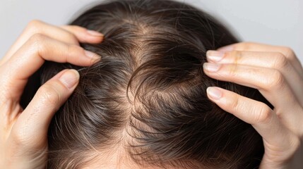 Fototapeta premium Close-Up of Hair Loss on a Woman's Scalp