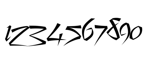 Set of hand drawn calligraphic numbers isolated on white background.Vector illustration.Hand drawn.