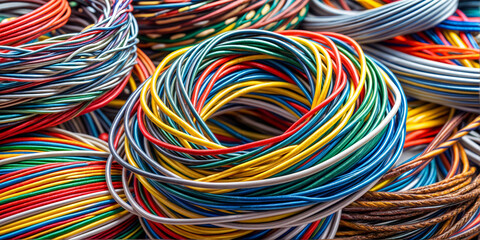 multi-colored wires, wound in skeins,