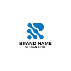 letter R molecule dna technology logo vector