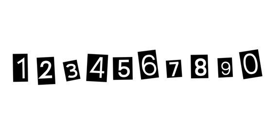 Simple vector illustration in doodle style. A set of numbers with a black outline.