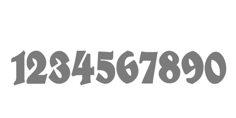 Simple vector illustration in doodle style. A set of numbers with a black outline.