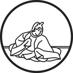 線画円形シンプル百人一首　大納言公任