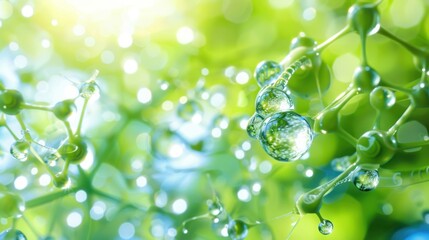 Abstract Green Water Droplets Network