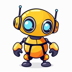 Cute Yellow Robot with Big Blue Eyes