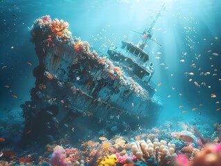 Underwater Ceremony to Create an Artificial Reef from a Decommissioned Ship  Showcasing the Beauty of Ocean and Marine Life