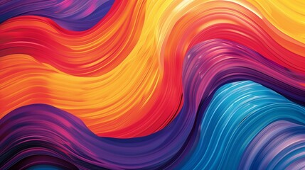 Obraz premium Bright Multicolored Wave Paintbrush Drawing