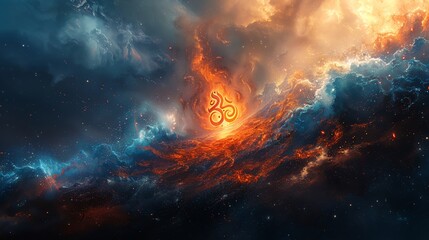 Fototapeta premium Illustrate a vibrant and colorful depiction of a divine symbol with ample copy space