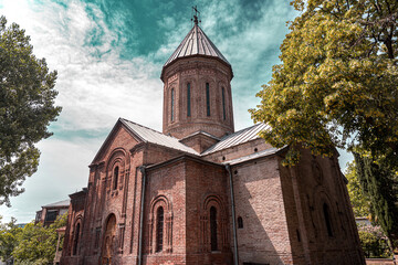 Fototapeta premium St. Nicholas Georgian Orthodox Church along the Kura River in Tbilisi, Georgia