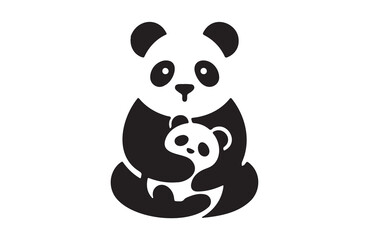 Naklejka premium A Panda of silhouette vector illustration in white background