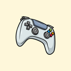Gaming Stick Controller White Blue Cartoon Vector