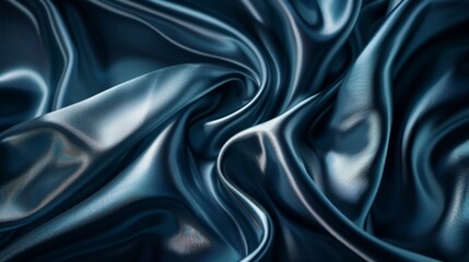 Fototapeta premium Close Up Of Blue Satin Fabric Draped And Folded